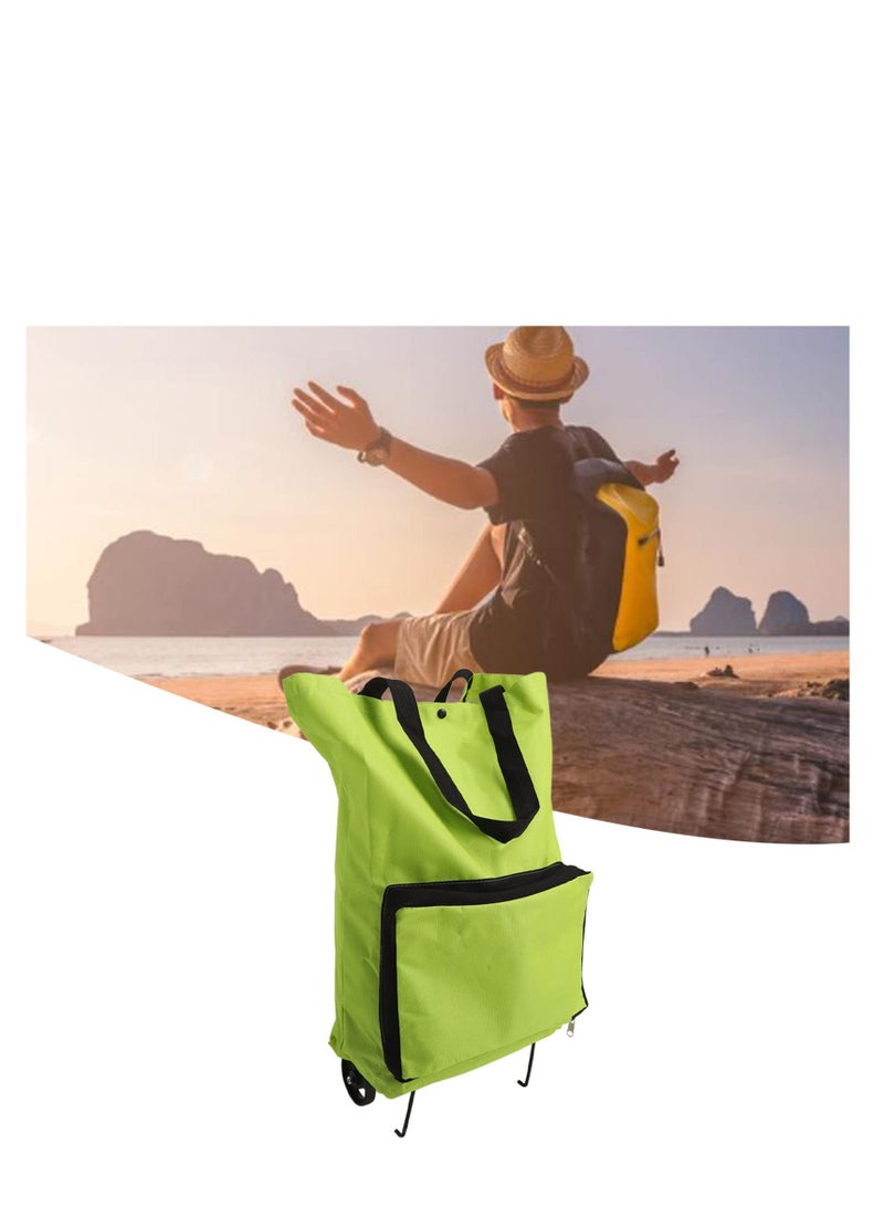 Shopping Trolley on Wheels, Trolley Bags, Shopping Bag on Wheels, Foldable Cart Bag Cushions Shopping Trolley Reusable Large Capacity Portable (Green) - Image 5