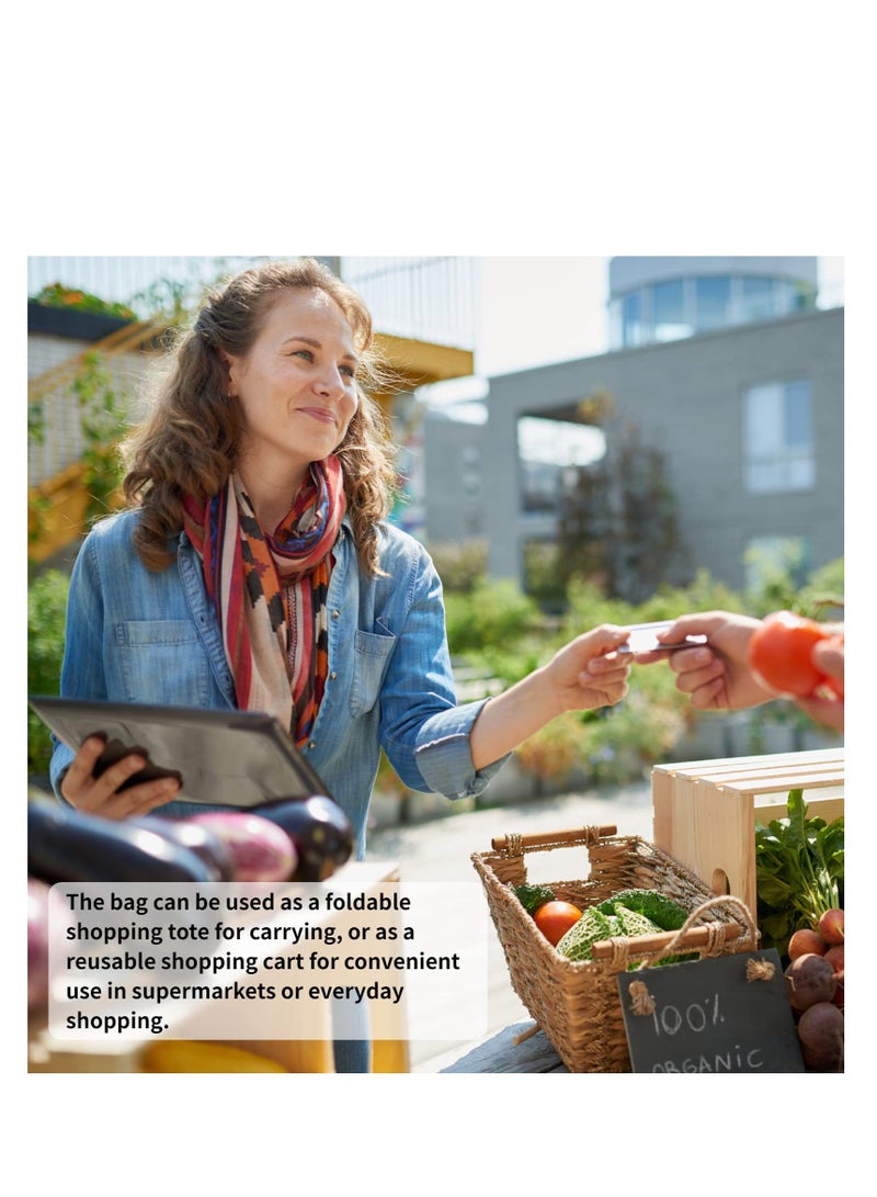 Shopping Trolley on Wheels, Trolley Bags, Shopping Bag on Wheels, Foldable Cart Bag Cushions Shopping Trolley Reusable Large Capacity Portable (Green) - Image 2