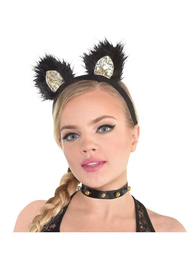 Amscan Honey Cat Ears Headband One Size Black & White Fabric Design Perfect Accessory For Cosplay & Fashion Enthusiasts 1 Pc. - Image 2