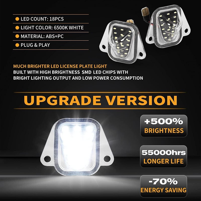 Gempro LED License Plate Lights Rear Bumper Tag Lamp Assembly for 2007-2014 Chevy Suburban Tahoe GMC Yukon Cadillac Escalade ESV, 6000K White 2PCS - Image 2