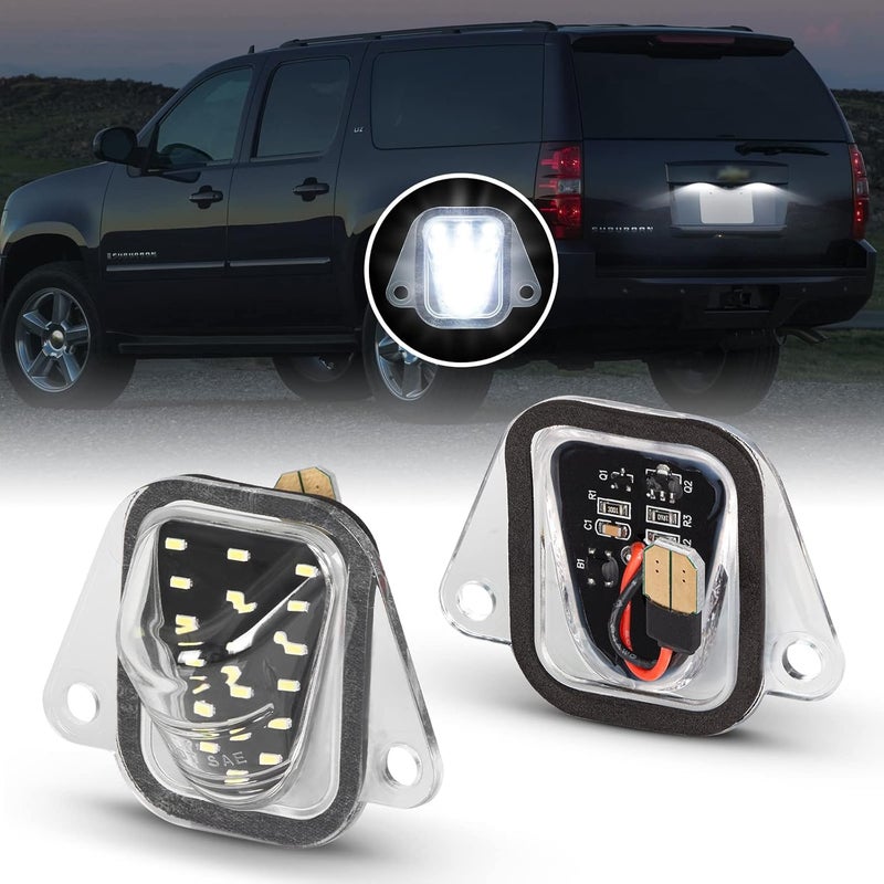 Gempro LED License Plate Lights Rear Bumper Tag Lamp Assembly for 2007-2014 Chevy Suburban Tahoe GMC Yukon Cadillac Escalade ESV, 6000K White 2PCS - Image 1