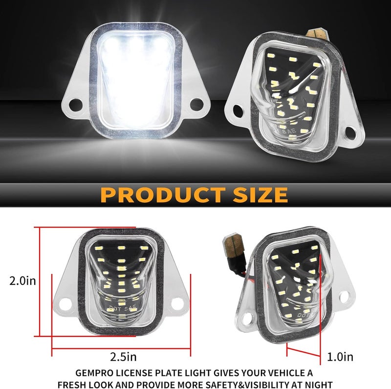 Gempro LED License Plate Lights Rear Bumper Tag Lamp Assembly for 2007-2014 Chevy Suburban Tahoe GMC Yukon Cadillac Escalade ESV, 6000K White 2PCS - Image 3