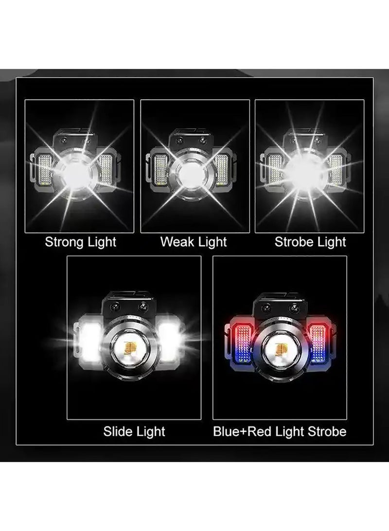 general Rechargeable LED Headlamp 360° Adjustable Headlamp with Motion Sensor and 5 Light Modes For Hiking Fishing Mountaineering and Camping - Image 4