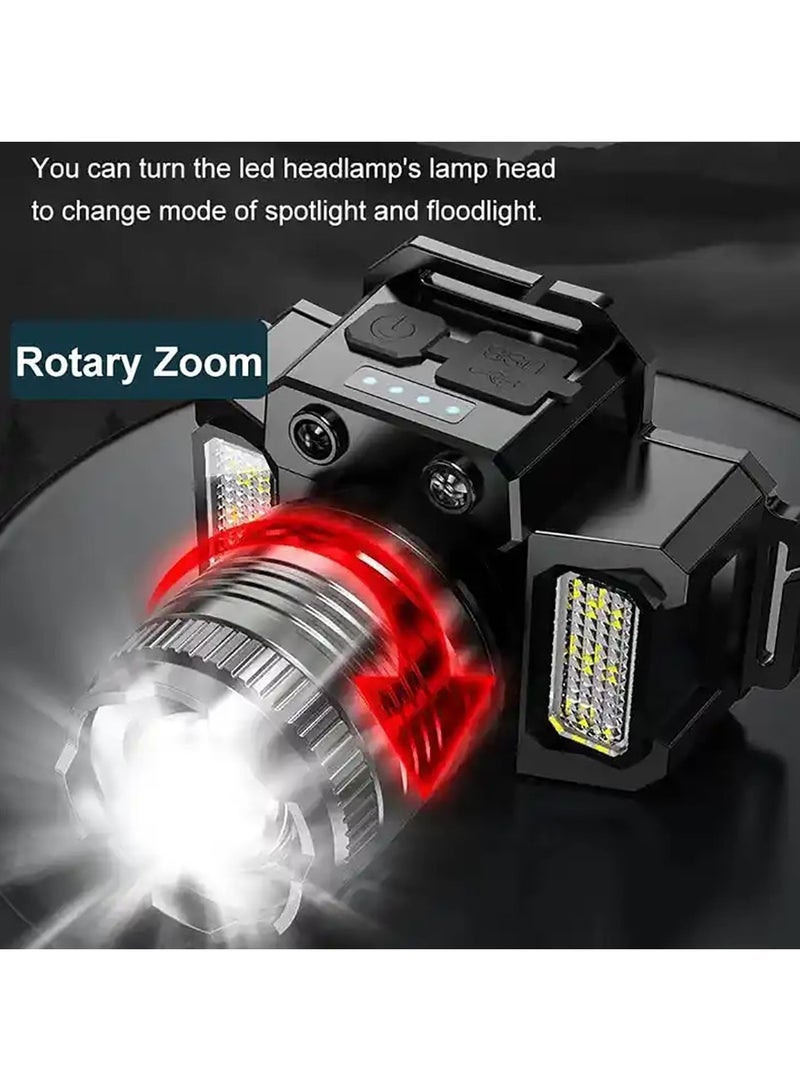 general Rechargeable LED Headlamp 360° Adjustable Headlamp with Motion Sensor and 5 Light Modes For Hiking Fishing Mountaineering and Camping - Image 3
