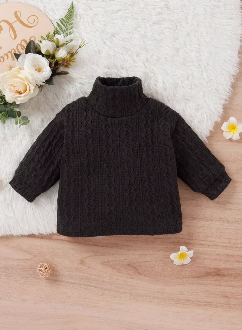 Baby Turtleneck Cable Textured Top  - Image 1