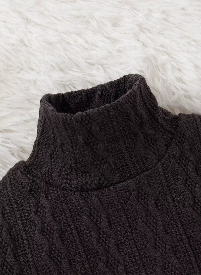 Baby Turtleneck Cable Textured Top  - Image 3