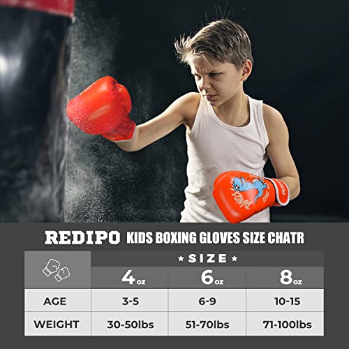 Redipo Kids Boxing Gloves for Boys and Girls, Youth Boxing Training Gloves for Kids 3-15, 4&6OZ Punching Bag Kickboxing Thai Mitts MMA Training Sparring Gloves - Image 5