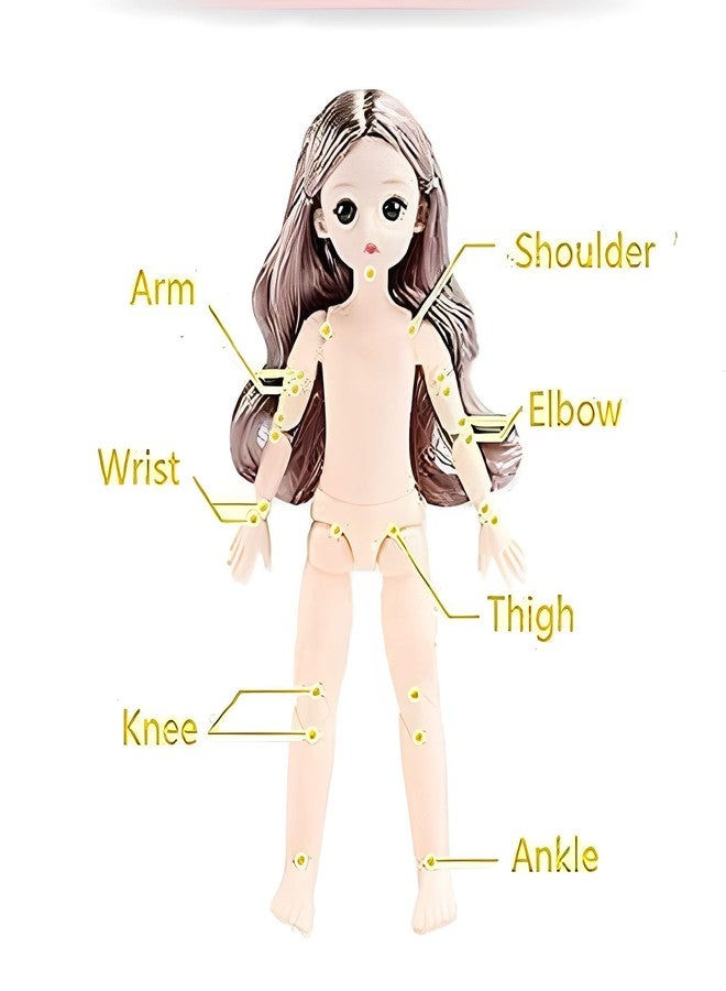 Tickles Movable Joints Cute Beautiful 3D Eyes Fashionable Frock Dress Doll for Kids Girls Birthday Gifts (Color: Multicolor; Size: 30 cm) - Image 2