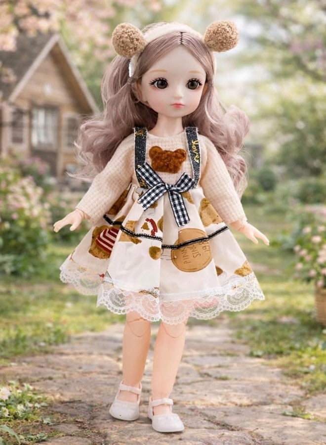 Tickles Movable Joints Cute Beautiful 3D Eyes Fashionable Frock Dress Doll for Kids Girls Birthday Gifts (Color: Multicolor; Size: 30 cm) - Image 1