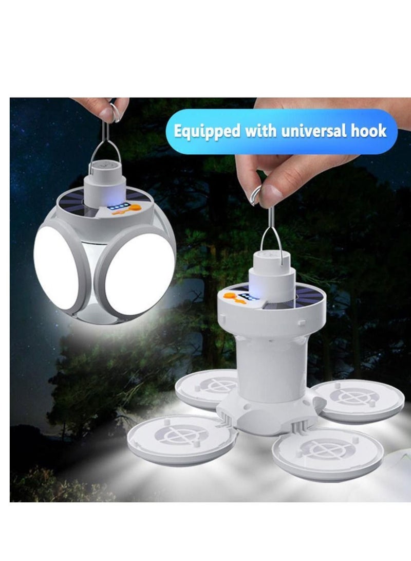 90° Folding LED Football Bulbs- Solar Hanging Lights Foldable Bulb with Power Indicator-Rechargeable Solar Bulb - Image 1