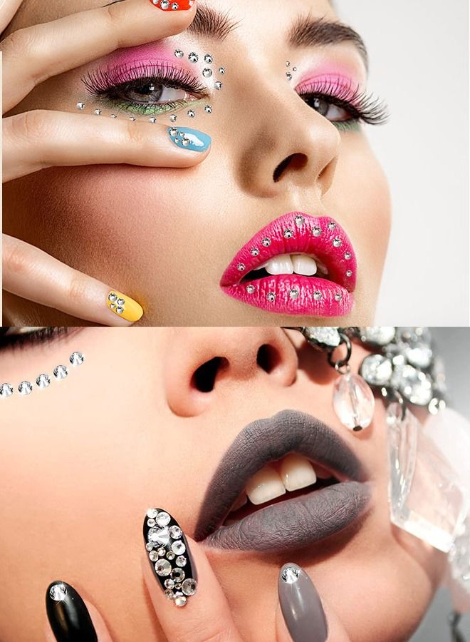 300 قطعة ملصقات تاتو الوجة والجسم من حجر الراين ذاتية اللصق احجار كريستالية لامعة مناسبة لتزيين الوجه والجسم والأظافر - Image 4