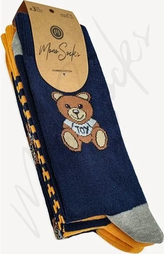 مونو سوكس 3-Piece Toy Teddy Bear Teddy Bear Patterned Socks