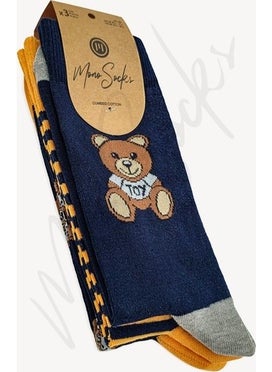 Mono Socks 3-Piece Toy Teddy Bear Teddy Bear Patterned Socks  - Image 3