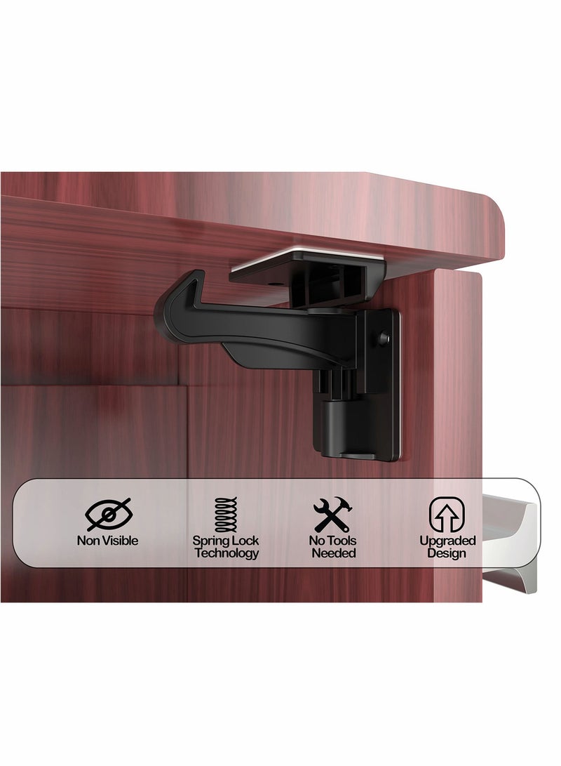 Y&D Invisible Baby Proofing Cabinet Latch Locks with Strong 3M Adhesive, No Drilling or Tools Required for Installation, Works Most Cabinets and Drawers, 10pcs - Image 3