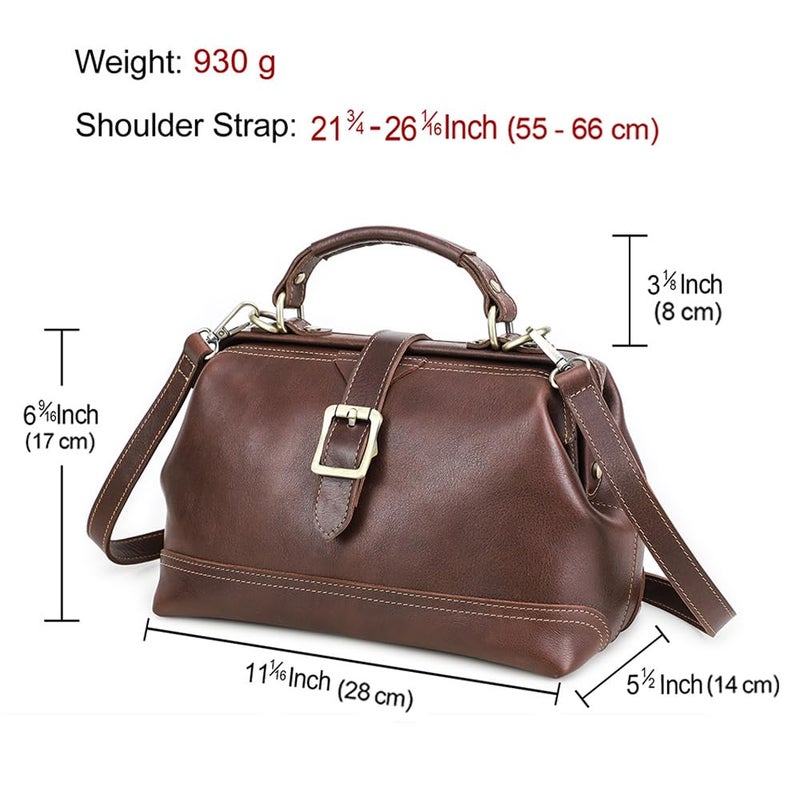 CONTACTS Doctor Bag for Women Full Grain Leather Top Handle Purse Satchel Handbag Shoulder Bag Vintage Tote Bag with Metal Clasp Frame Opening - Image 5