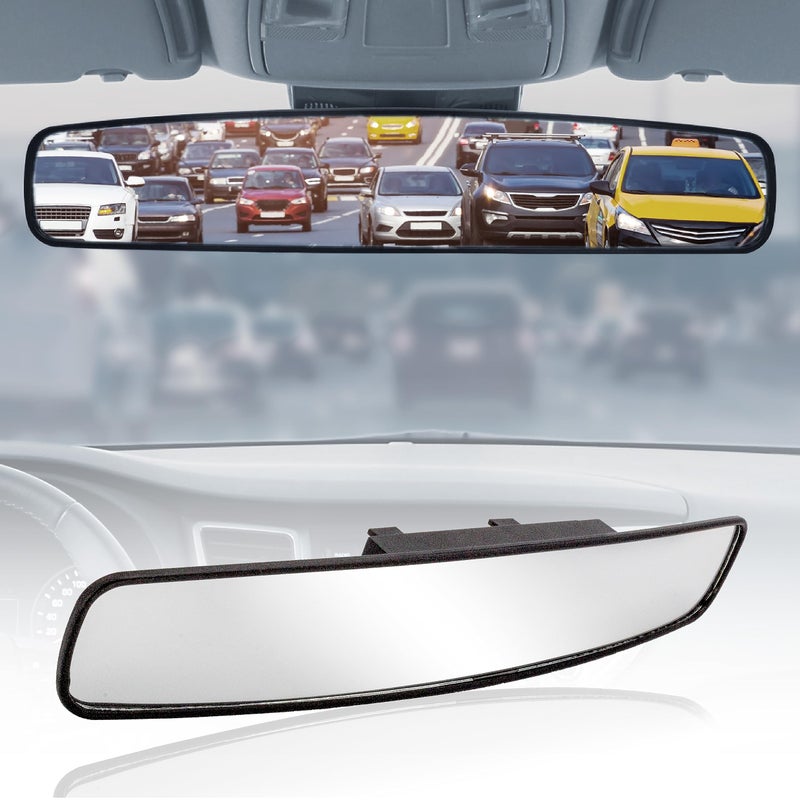 Goodyear 17 Panoramic Rear View Mirror Universal Wide Angle Rear View Mirror for CarSUVTruck AntiGlare ClipOn Large Rearview Extender for Safer Driving Parking