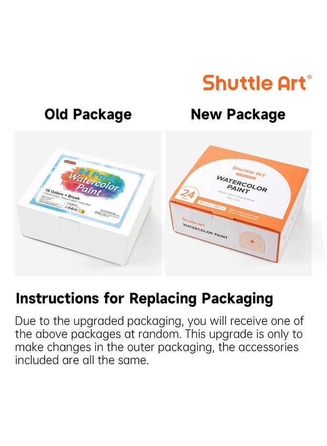 شاتل أرت مجموعة ألوان مائية مكونة من 16 لونًا، عبوة من 24 لونًا، مجموعة ألوان مائية مع فرش طلاء للأطفال والكبار، طلاء قابل للغسل للفصول الدراسية والحفلات ورياض الأطفال والأنشطة الفنية - Image 2
