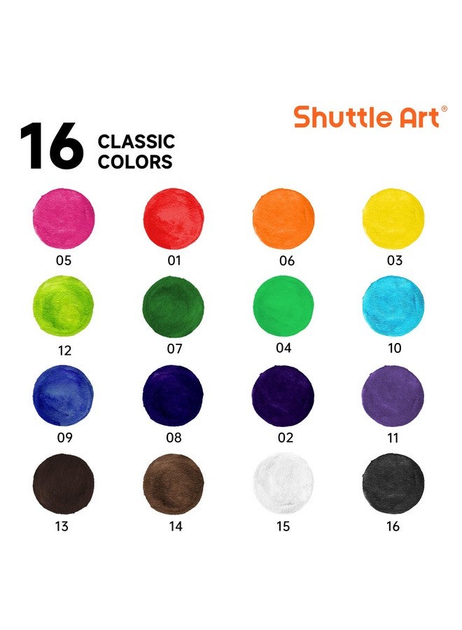شاتل أرت مجموعة ألوان مائية مكونة من 16 لونًا، عبوة من 24 لونًا، مجموعة ألوان مائية مع فرش طلاء للأطفال والكبار، طلاء قابل للغسل للفصول الدراسية والحفلات ورياض الأطفال والأنشطة الفنية - Image 3