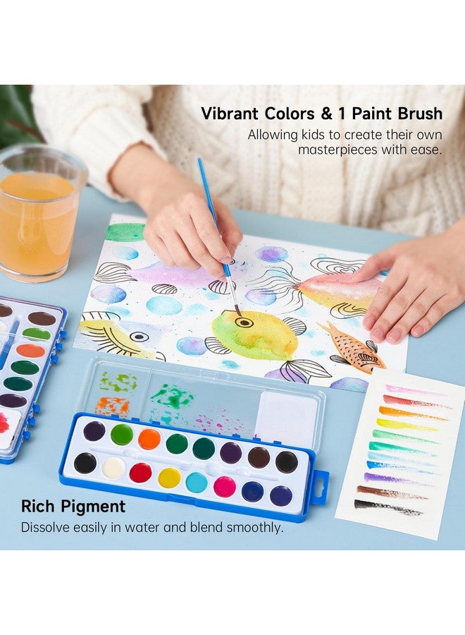 شاتل أرت مجموعة ألوان مائية مكونة من 16 لونًا، عبوة من 24 لونًا، مجموعة ألوان مائية مع فرش طلاء للأطفال والكبار، طلاء قابل للغسل للفصول الدراسية والحفلات ورياض الأطفال والأنشطة الفنية - Image 4