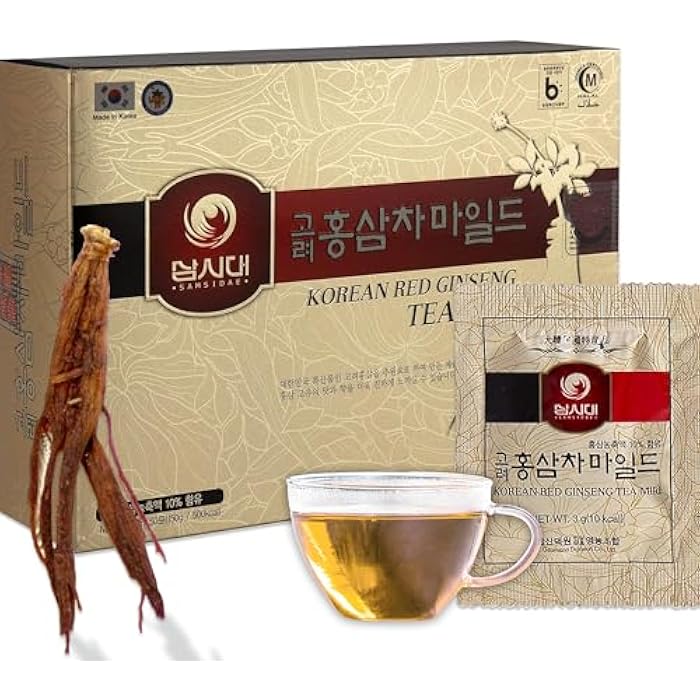 SAMSIDAE شاي بانكس الأحمر الكوري سامسيداي الفوري، علبة تحتوي على 50 كيس، يحسن الدورة الدموية، الأداء العقلي والذاكرة، ينشط الطاقة - Image 1