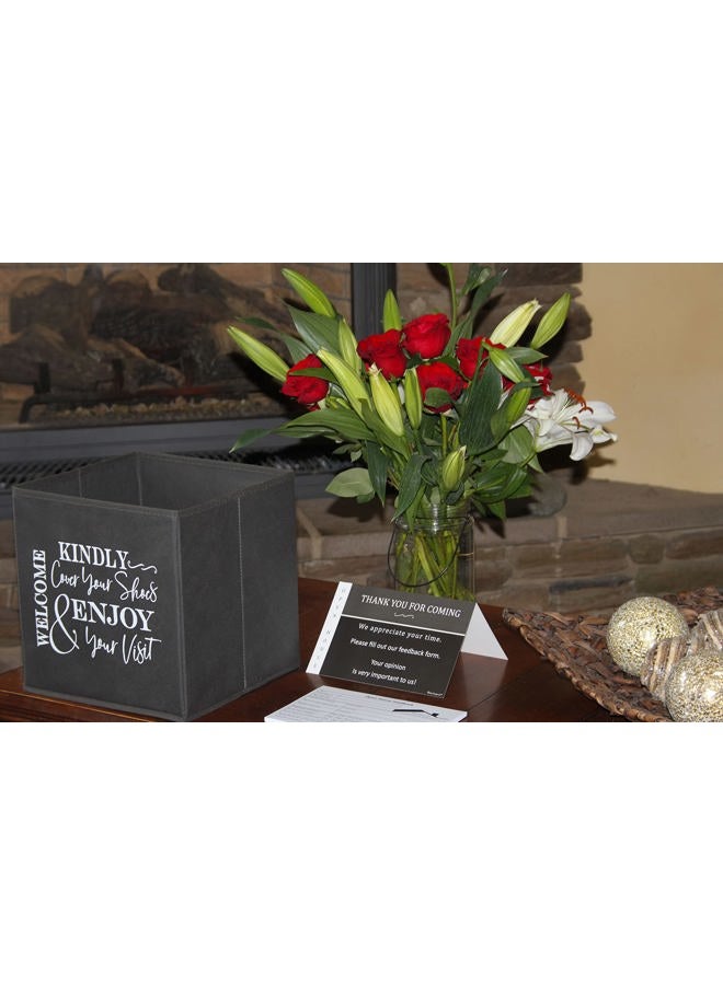 Life Charge Shoe Covers Box - Real Estate Agent Supplies Asking Guests to Please Cover Shoes - Disposable Shoe Bootie Holder For Realtor Listings & Open Houses - Indoor Use | 5 Pack Grey & White - Image 5