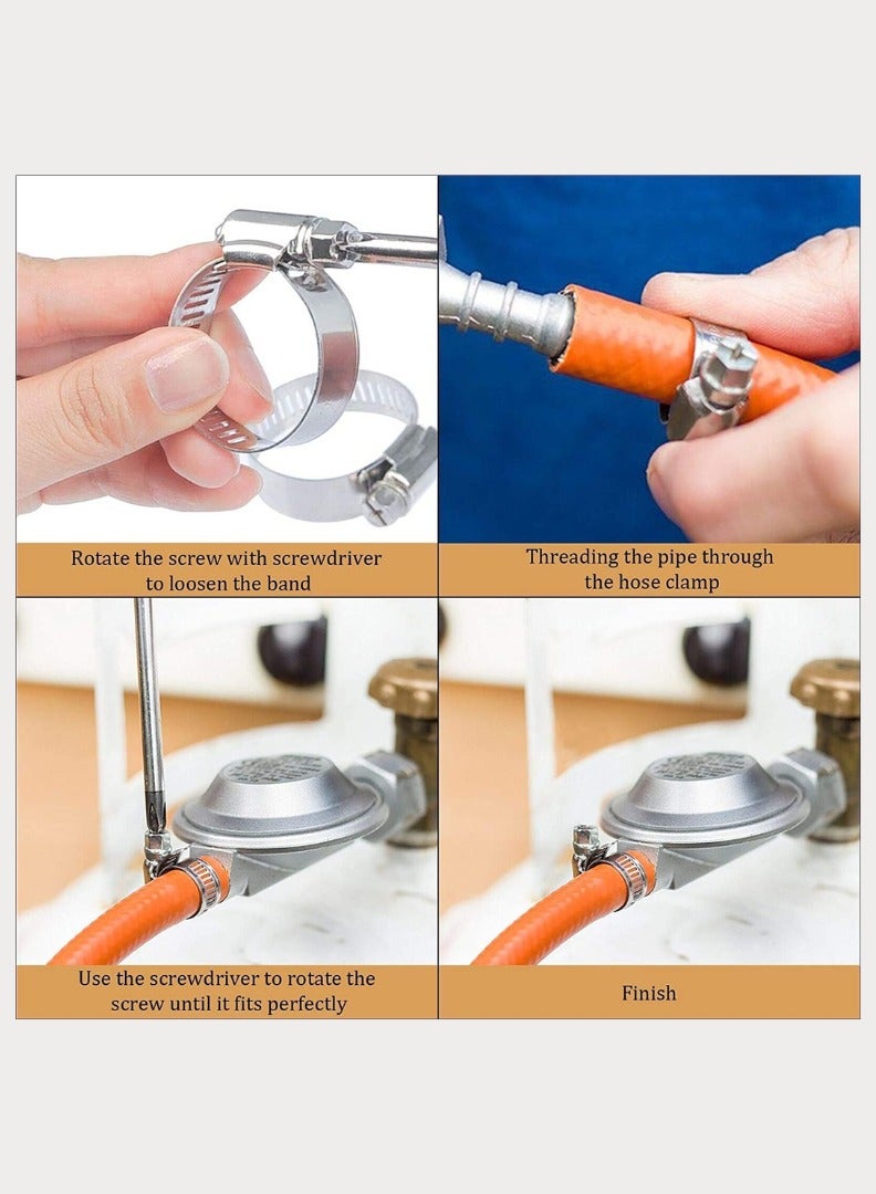 KNP KNP Stainless Steel Hose Clip Adjustable Worm Gear Hose Clamps Assortment Kit, Fuel Line Clamp for Water Pipe, Plumbing, Automotive and Mechanical Application Pack of 100 15.5mm - Image 2