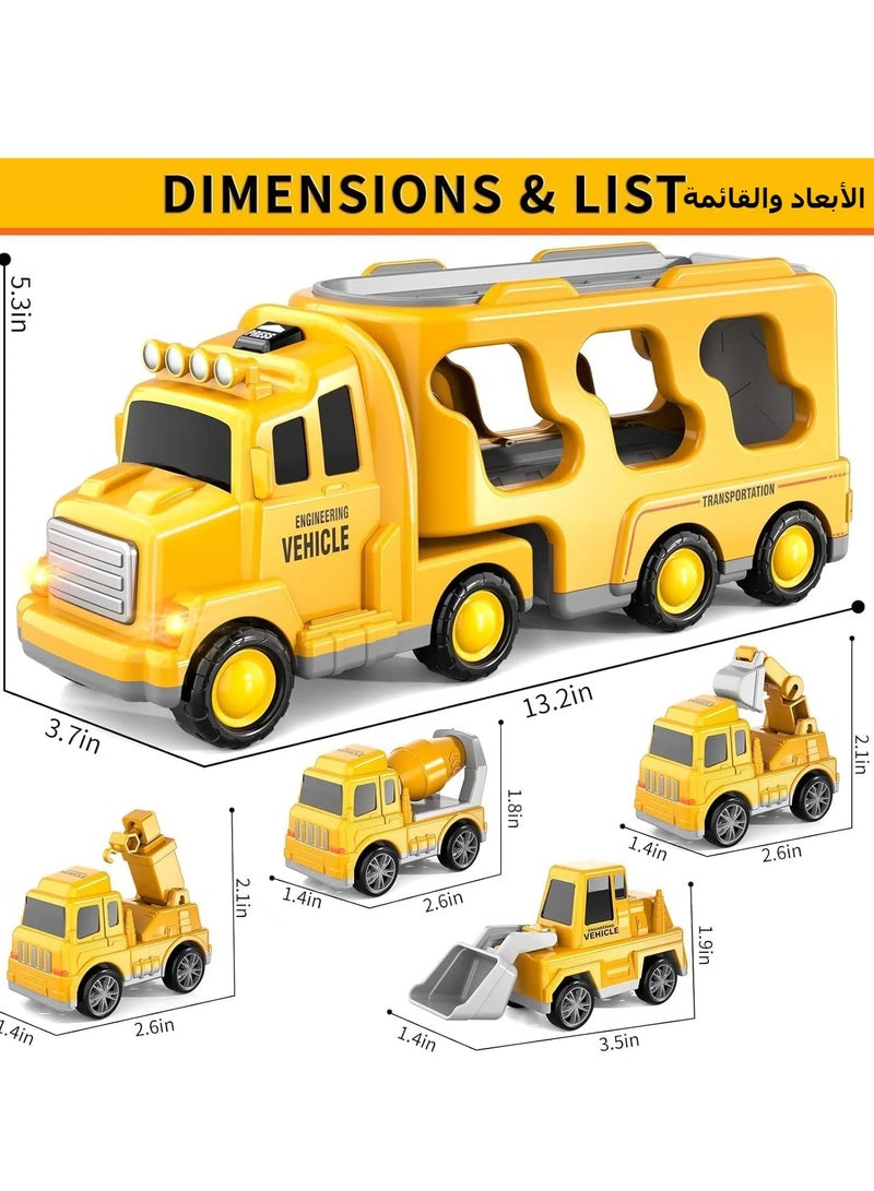 بيبي لاند 5 في 1 للاطفال الصغار من اكسيسين سيارة تعمل بالاحتكاك مع اضواء واصوات للاولاد عمر 3 سنوات و4 و5 و6 اصفر - Image 2