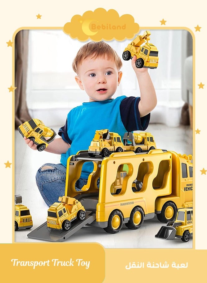 بيبي لاند 5 في 1 للاطفال الصغار من اكسيسين سيارة تعمل بالاحتكاك مع اضواء واصوات للاولاد عمر 3 سنوات و4 و5 و6 اصفر - Image 1