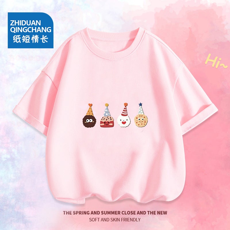 2084# Cotton All-Match Children'S Short-Sleeved Large Children'S Loose T-Shirt Western Style Baby Boys And Girls Children'S Wear - Image 1