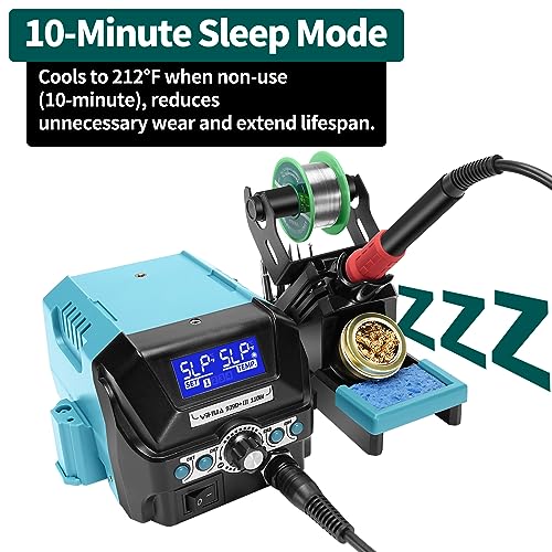 YIHUA 939D+ III EVO Digital Soldering Iron Station Kit 110W High Power with LCD display, 4 Memory Channels, Sleep Mode, Digital Calibration, Solder Wire, Helping Hands, Magnifier, 3 Soldering Tips - Image 4