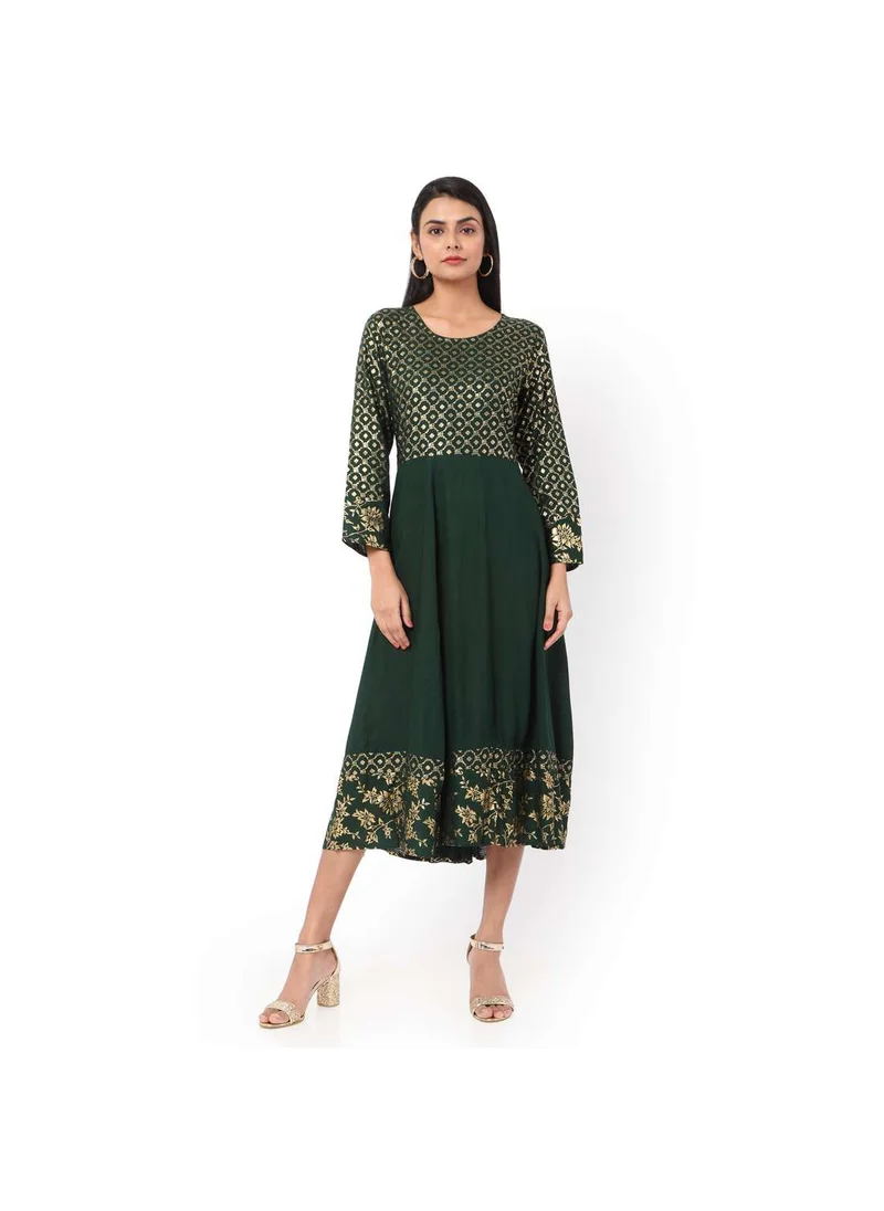هانا آند سارا SOFT GOLD FOIL PRINTED SHORT STYLISH FASHIONABLE ARABIC JALABIYA KAFTAN DRESS