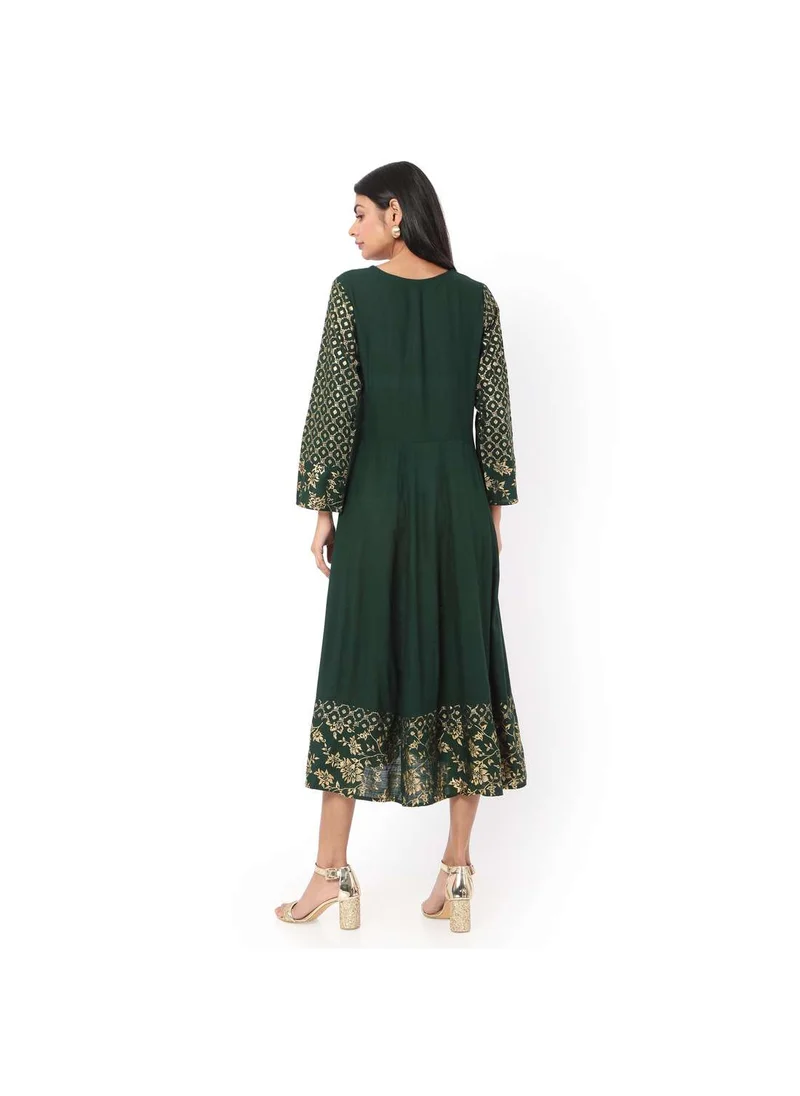 هانا آند سارا SOFT GOLD FOIL PRINTED SHORT STYLISH FASHIONABLE ARABIC JALABIYA KAFTAN DRESS