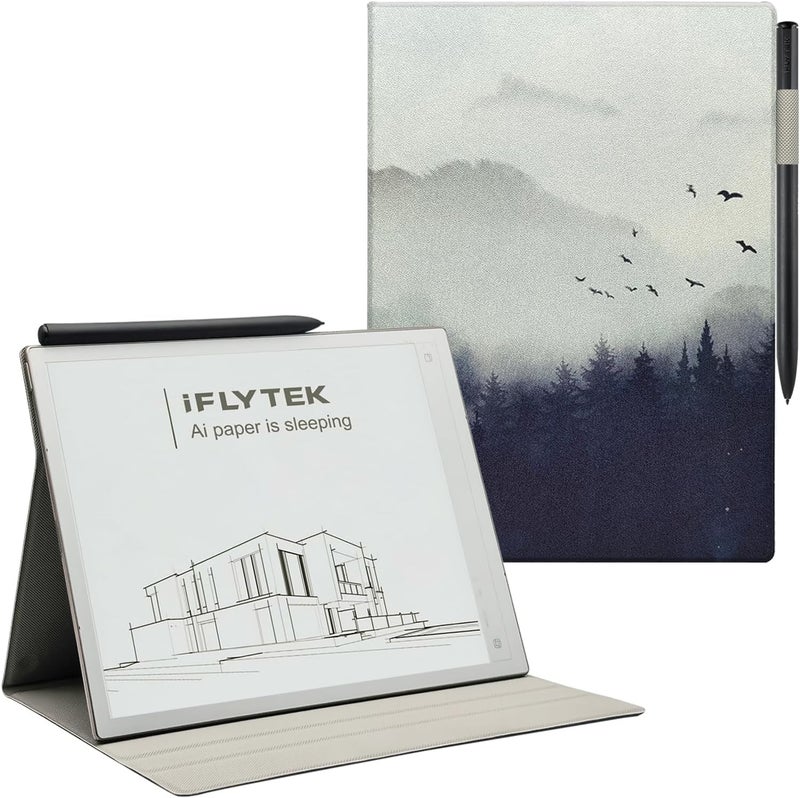 GOVTVA غلاف فوليو مغناطيسي مع حامل لجهاز iFLYTEK AINOTE 2 مقاس 10.65 بوصة (إصدار 2025) - غلاف رفيع وخفيف الوزن من جلد PU الفاخر مع حامل قلم مدمج، وميزة النوم/الاستيقاظ التلقائي (لون الغابة الضبابية) - Image 1