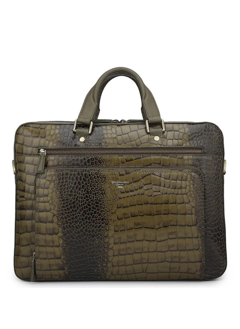 دا ميلانو حقيبة لاب توب جلد طبيعي دا ميلانو أخضر