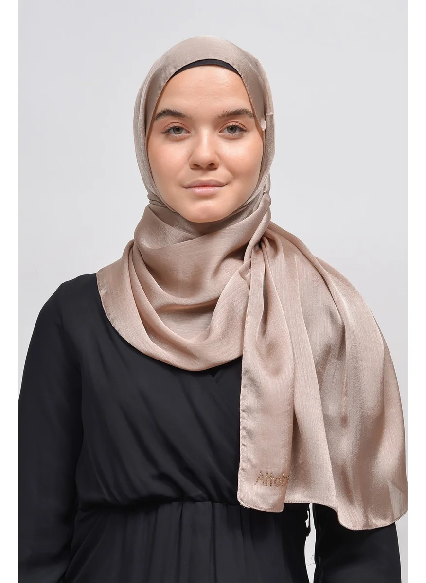 التوبة Janjan Shiny Satin Textured Hijab Evening Dress Chiffon Shawl-Oil