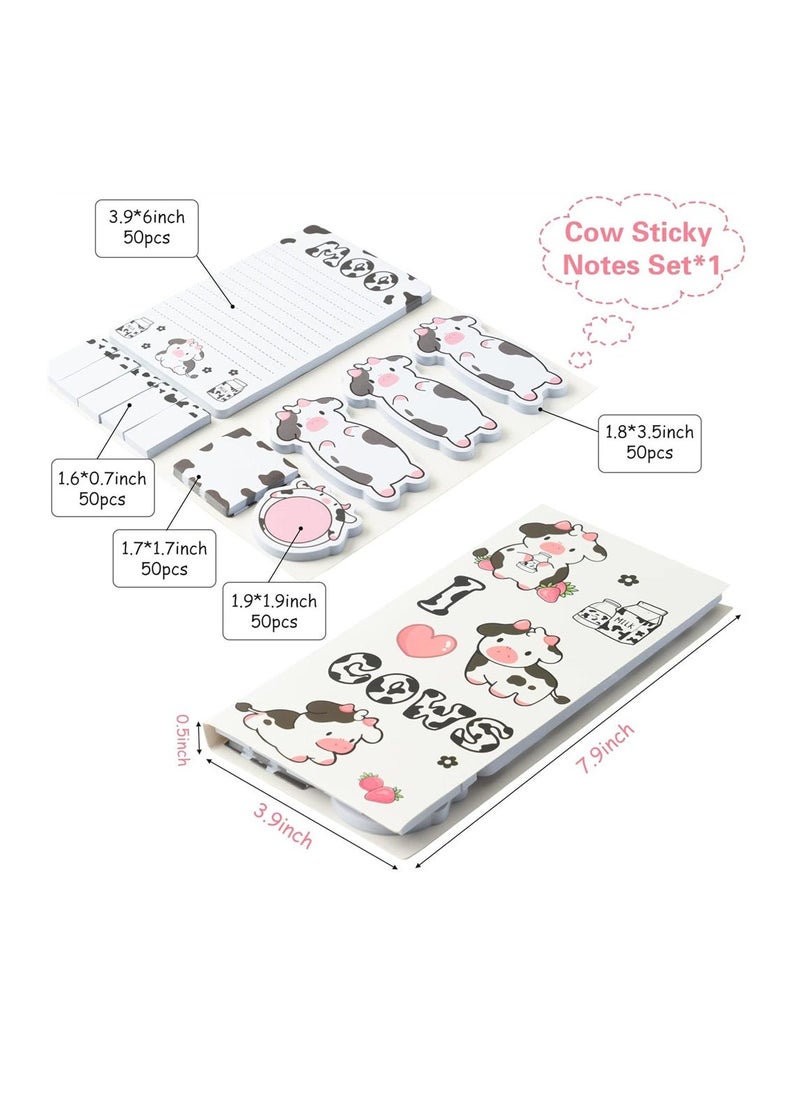 Milk Cow Stationery Set, Study Kit Includes Sticky Notes, Gel Ink Pens, Stickers, Index Tabs, Bookmarks, Notebook, Great Back to School Gift for Students 67-Piece - Image 3