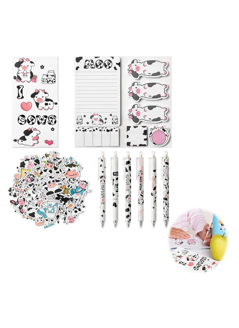 Milk Cow Stationery Set, Study Kit Includes Sticky Notes, Gel Ink Pens, Stickers, Index Tabs, Bookmarks, Notebook, Great Back to School Gift for Students 67-Piece - Image 1