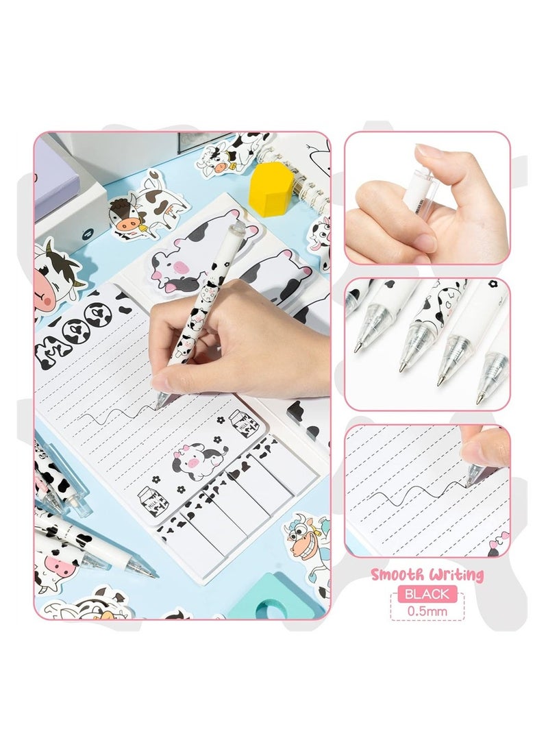 Milk Cow Stationery Set, Study Kit Includes Sticky Notes, Gel Ink Pens, Stickers, Index Tabs, Bookmarks, Notebook, Great Back to School Gift for Students 67-Piece - Image 4