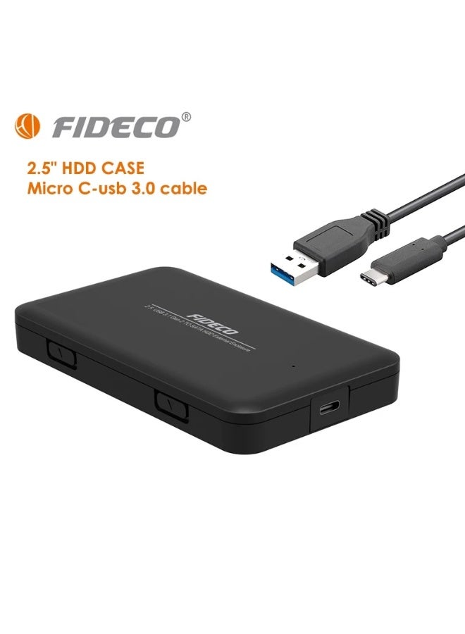 FIDECO USB-C to SATA 2.5" External Hard Drive Enclosure PL02C Tool-Free USB 3.1 Gen 2 HDD SSD Case - Image 4