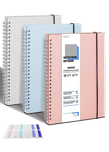 OWSC 3 Pack Dot Notebook, 8.5 x 11 Inches Spiral Notebooks for Work, School and Journal with 110 GSM Journal Dotted Paper, Large Notebook with 80 Sheets/160 Pages, Hardcover Dot Journal Notebook - Image 1