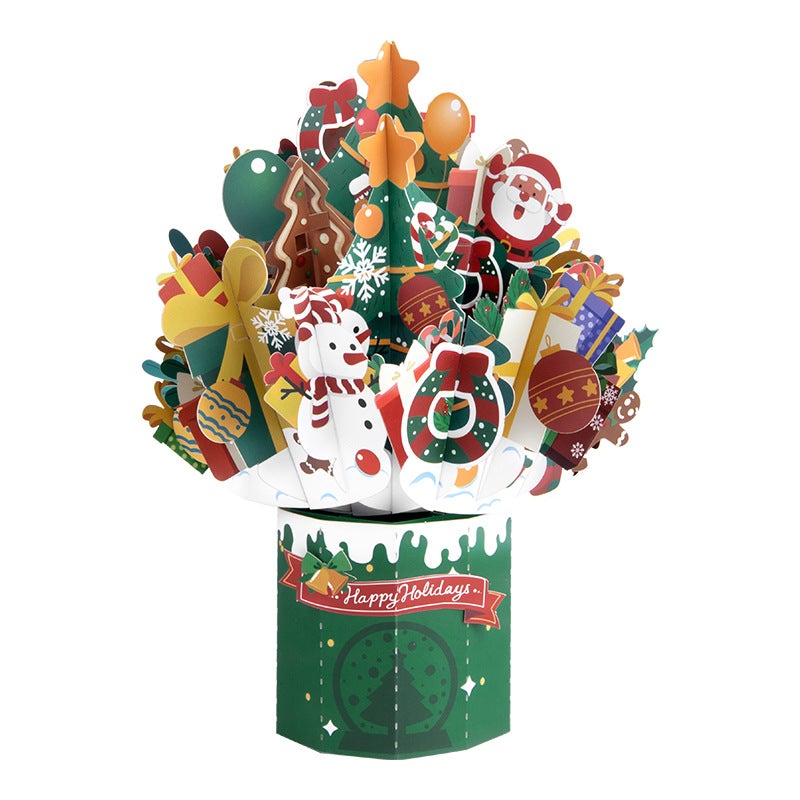 New Creative 3D Greeting Card Holiday Greetings Handmade Card Color Printed Christmas Lettering - Image 1