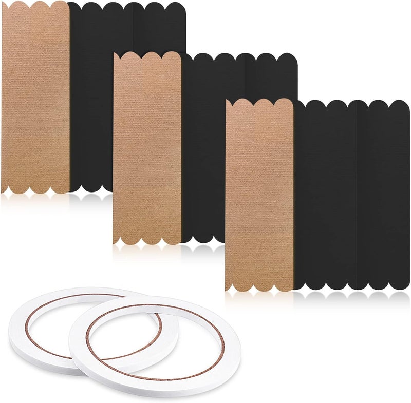 comfrt Tri Fold Display Board 3 Pieces Poster Board Fold Presentation Board White Foldable Paperboard with 2 Rolls of Double Sides Adhesive Tape (Kraft Color, Black, 14 x 22 Inch) - Image 1