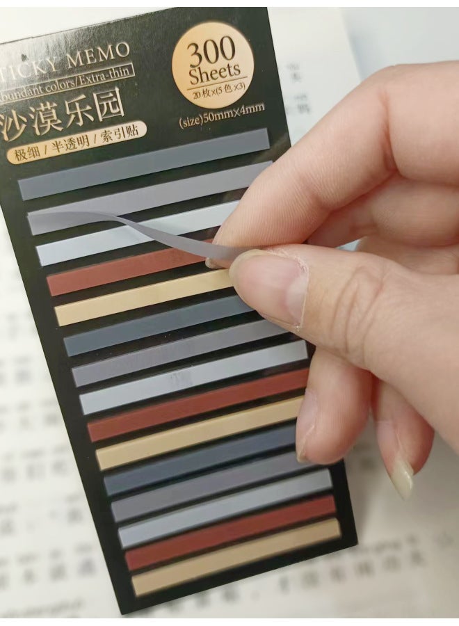 YUYU Colorful Narrow Strip Very Fine Index Paste Student Key Label Paste Transparent Post-it Note 300 Paste - Image 1