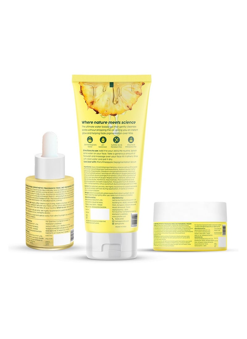 PLIX THE PLANT FIX Pineapple Pigmentation Skincare Kit For Dark Spot Removal Cleanser Face Serum and Moisturizer Combo With 2 percent Alpha Arbutin For Women and Men Pack of 3  - Image 2