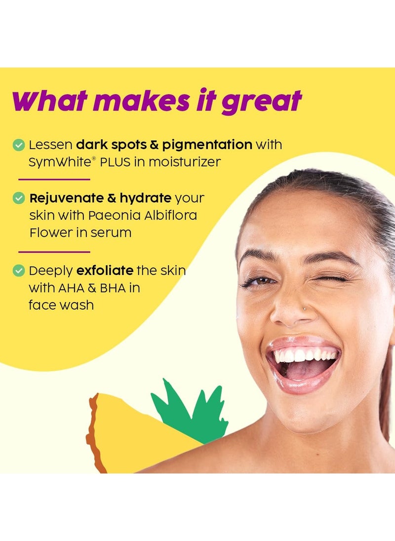 PLIX THE PLANT FIX Pineapple Pigmentation Skincare Kit For Dark Spot Removal Cleanser Face Serum and Moisturizer Combo With 2 percent Alpha Arbutin For Women and Men Pack of 3  - Image 4