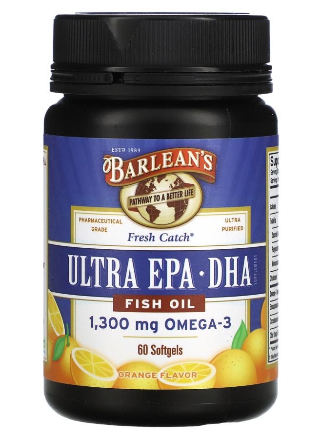 BARLEAN'S Fresh Catch Fish Oil Omega3 Ultra EPA/DHA Orange  60 Softgels