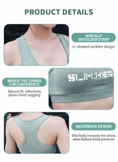 GROIC Workout Outfits Women 3 Piece Crop Tops Sport Bra High Waist Double-Layered Leggings Quick-Dry Short Sleeves Sets for Outfits, Yoga, Running, Gym Green Size M  - Image 3