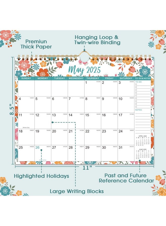 MaaIbok 2025 Wall Calendar - 2025 Calendar, 12 Months Hanging Calendar 2025, Jan 2025 - Dec 2025, 11" X 8.5", Spiral Binding, Julian Dates, Large Block, Notes, To-Do List, Thick Paper, Perfect For Organizing  - Image 4