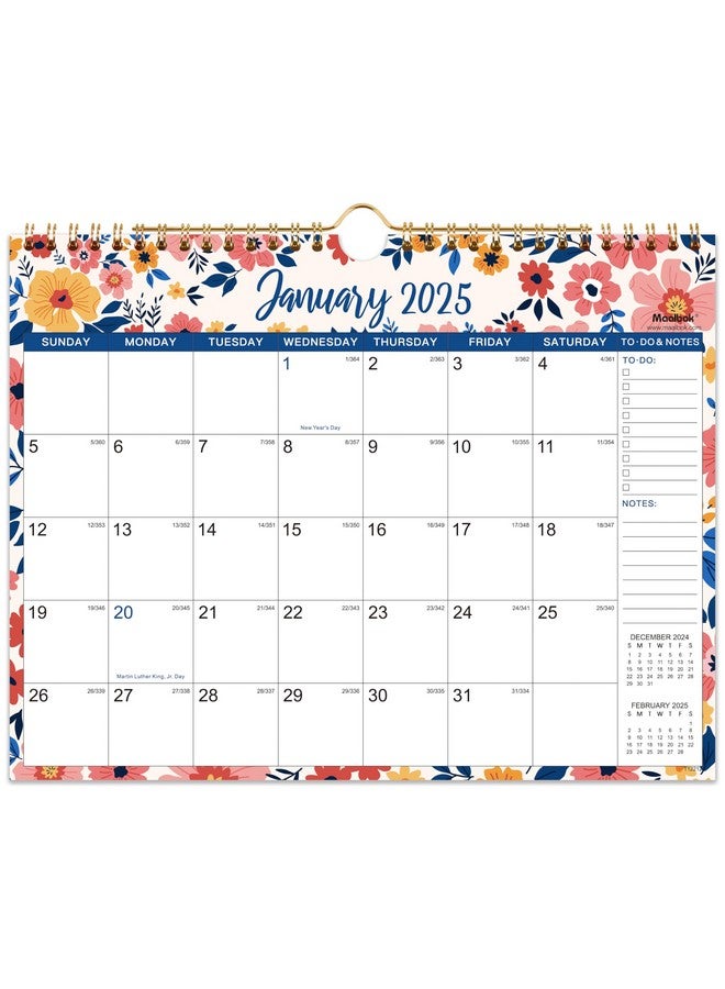 MaaIbok 2025 Wall Calendar - 2025 Calendar, 12 Months Hanging Calendar 2025, Jan 2025 - Dec 2025, 11" X 8.5", Spiral Binding, Julian Dates, Large Block, Notes, To-Do List, Thick Paper, Perfect For Organizing  - Image 1