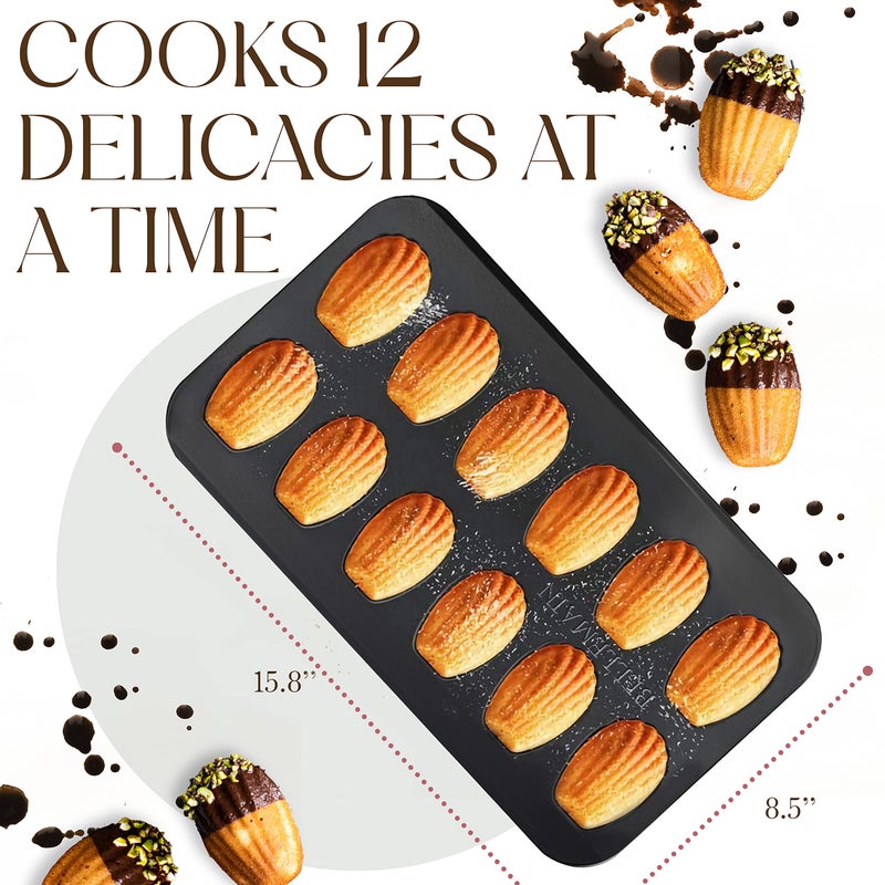 Bellemain Madeleine Pan | 12-Well Madeleine Mold Makes 12 Madeleine Cookies | Nonstick Tea Cake Pan for Madeleines, Cakelet Pan | Warp-Resistant Carbon Steel Madeline Pans (2-Pack) - Image 5